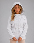 Delphine | Women's Hooded Rain Jacket Drawstring Waist Water Wind Resistant Autumn