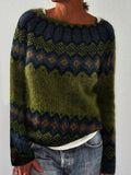 Denise | Women's Retro Geometric Sweater Relaxed Fit Soft Knit Autumn Winter