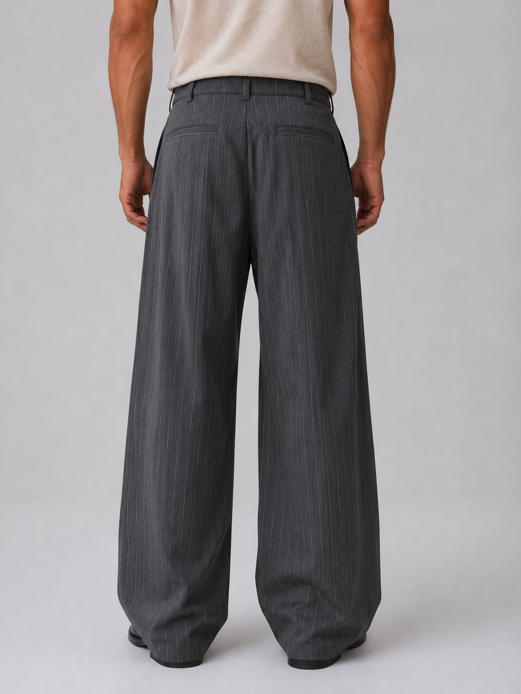 Desmond | Men's Pinstripe Wide Leg Trousers Baggy Tailored Smart Autumn Winter