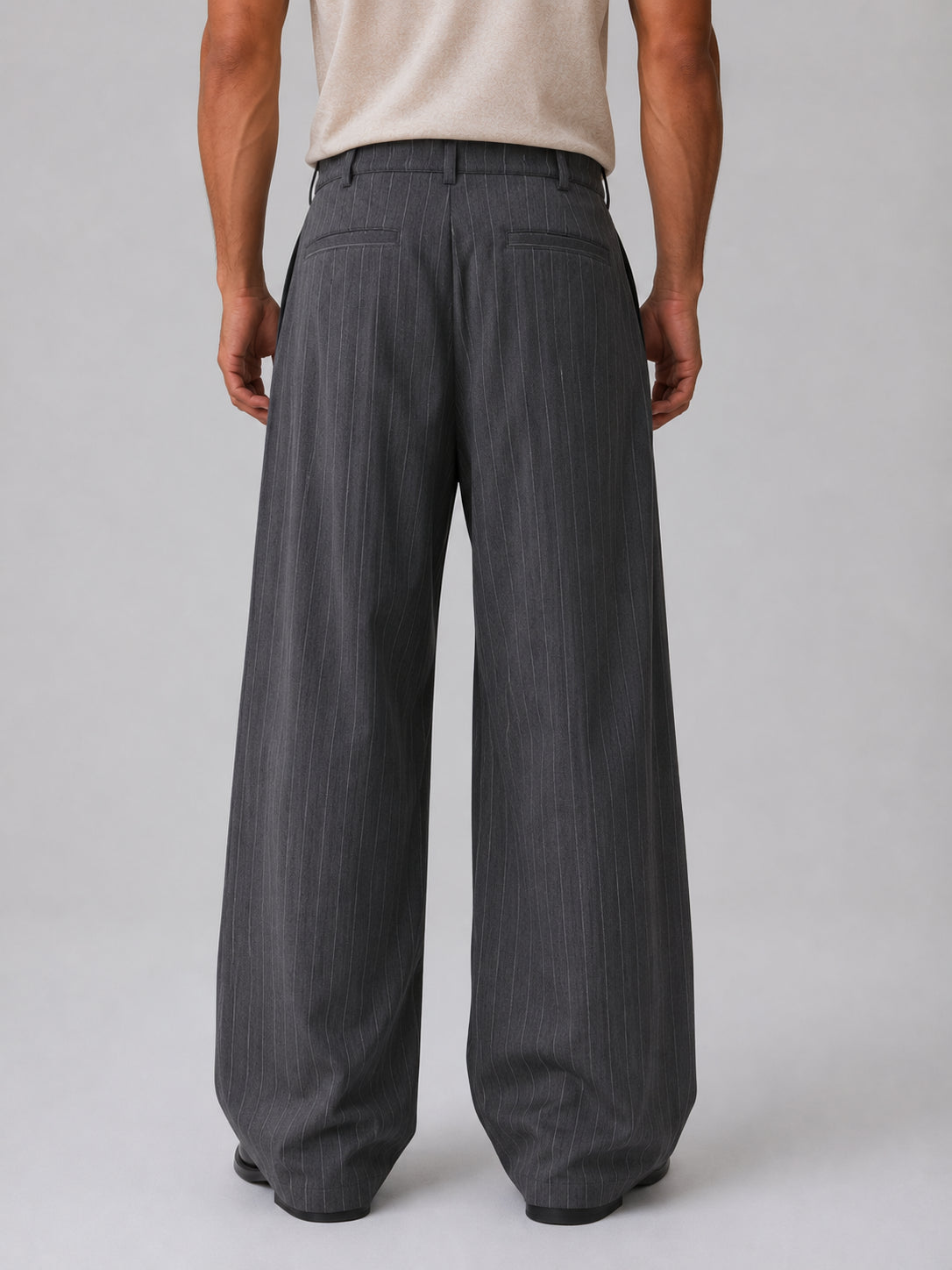 Desmond | Men's Pinstripe Wide Leg Trousers Baggy Tailored Smart Autumn Winter