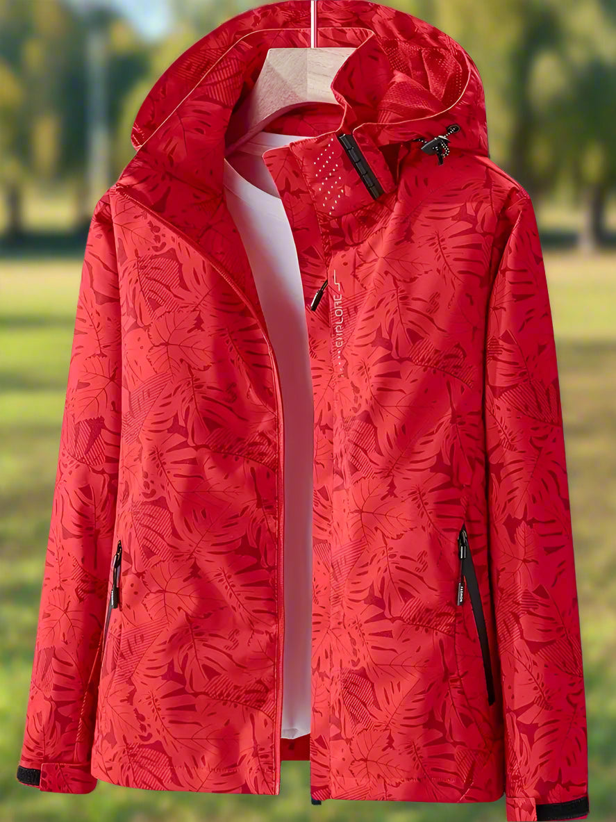 Dore | Women's Hooded Zip Jacket Printed Pattern Casual Autumn Winter