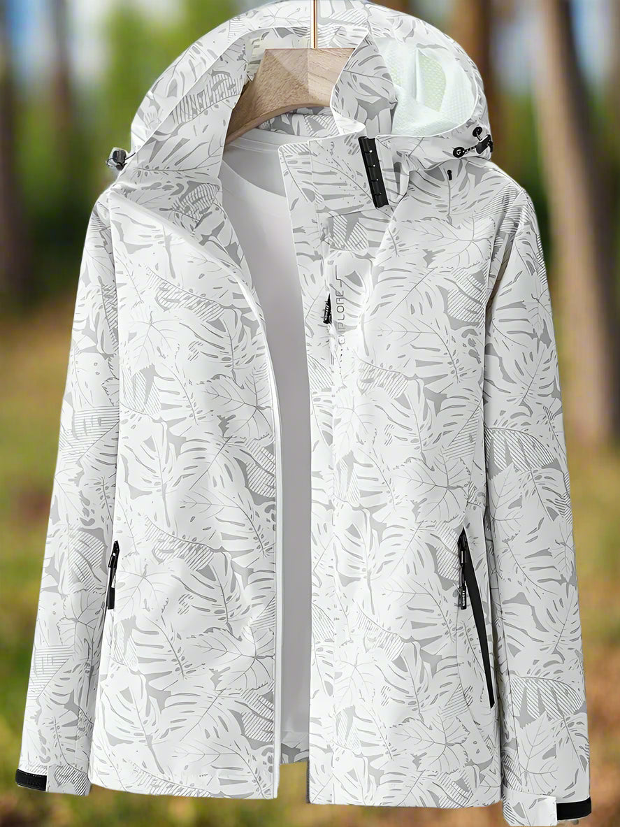 Dore | Women's Hooded Zip Jacket Printed Pattern Casual Autumn Winter