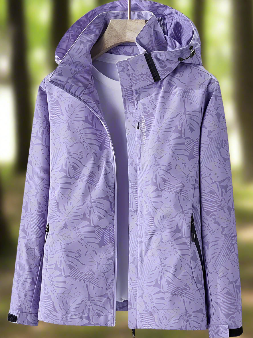 Dore | Women's Hooded Zip Jacket Printed Pattern Casual Autumn Winter