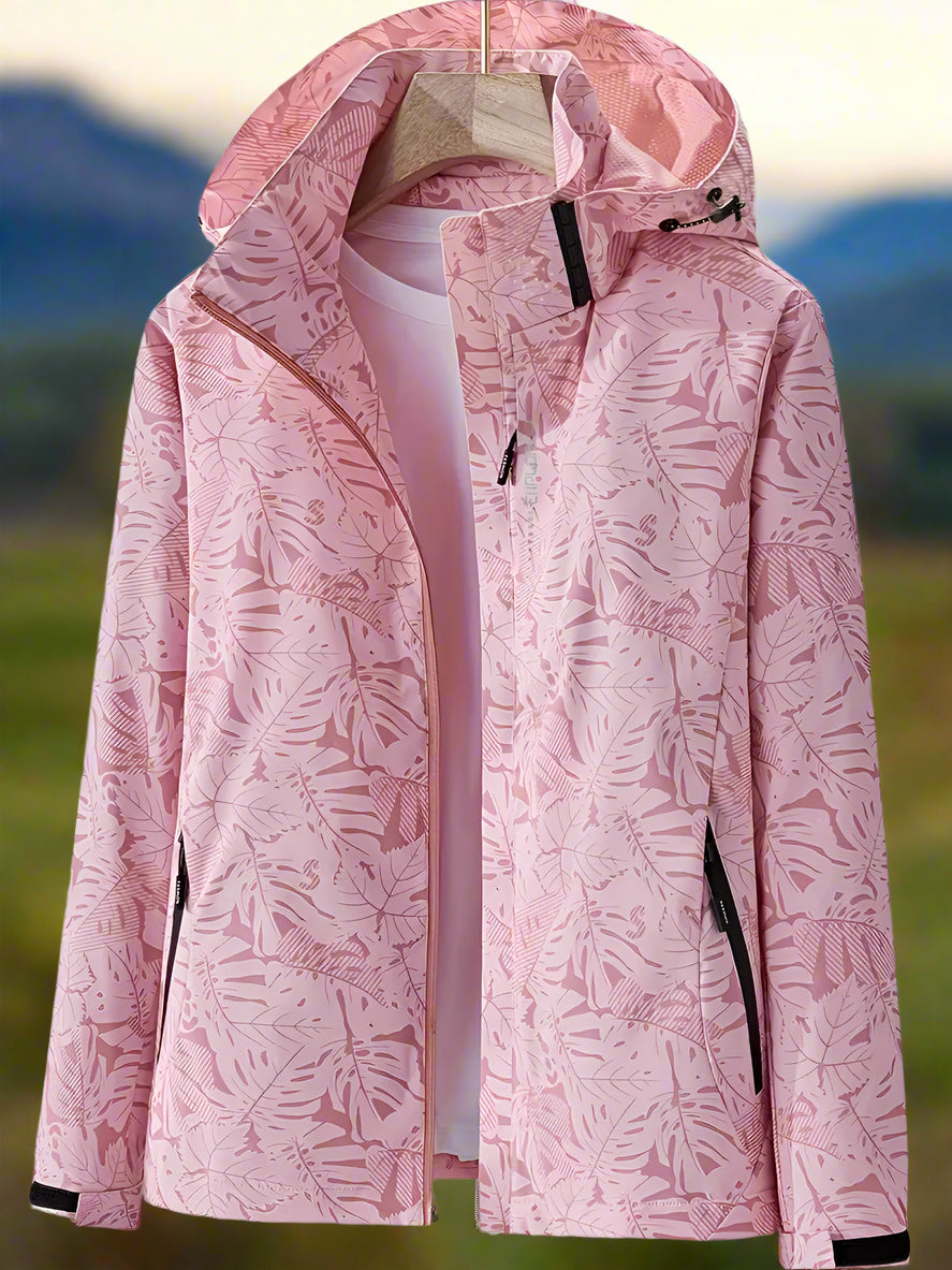 Dore | Women's Hooded Zip Jacket Printed Pattern Casual Autumn Winter