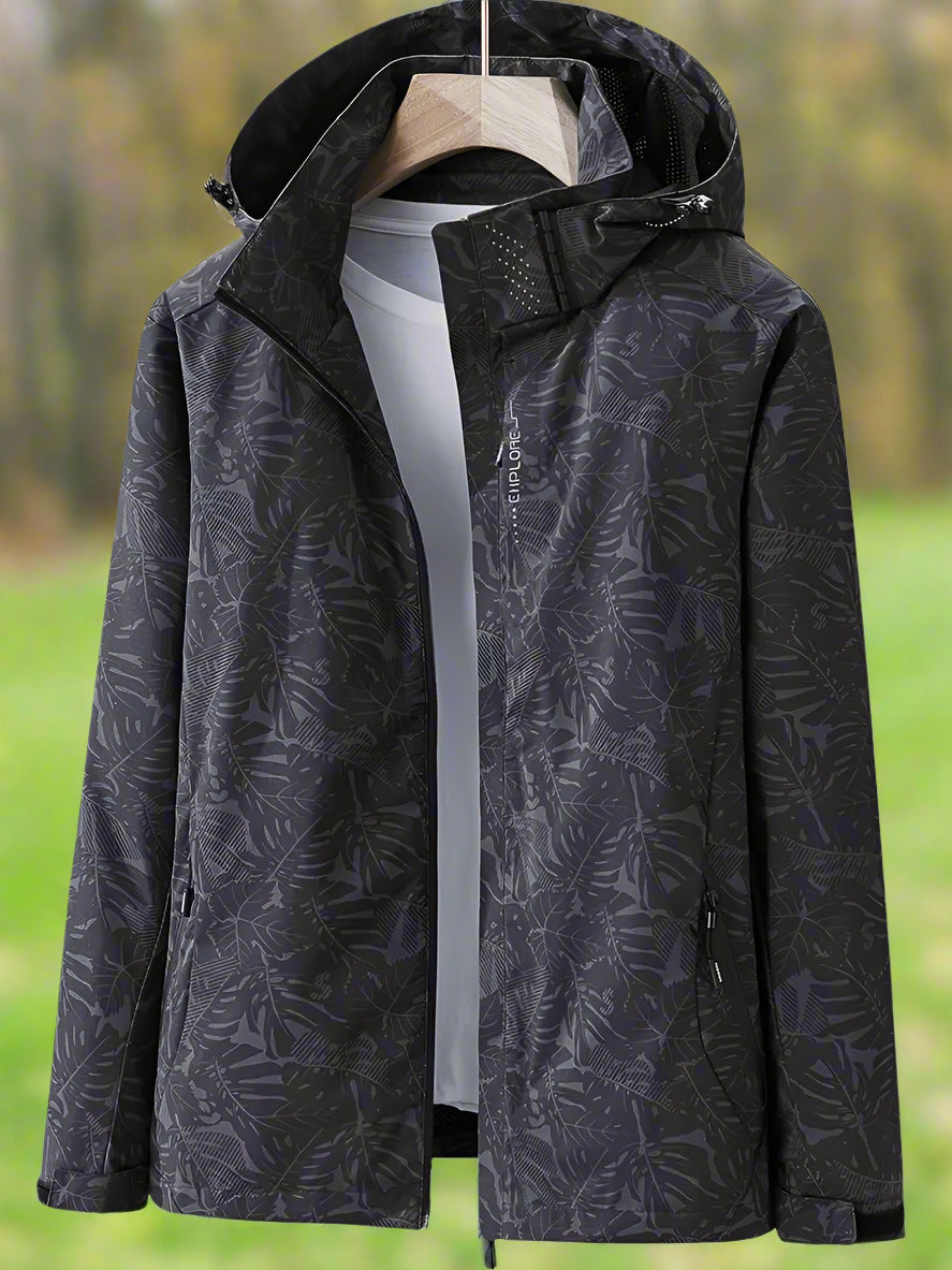 Dore | Women's Hooded Zip Jacket Printed Pattern Casual Autumn Winter