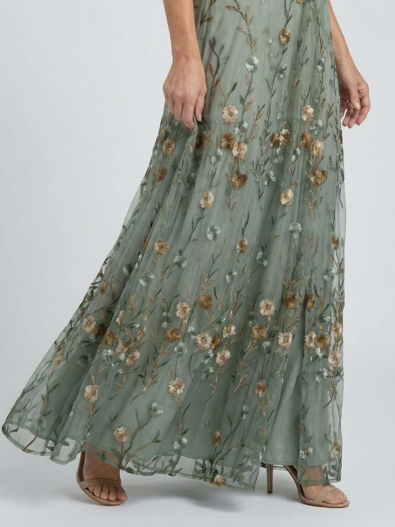 Iris | Women's Halter Bloom Maxi Dress, Flowy Summer Dress - Sage Green