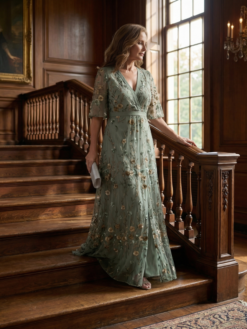 Iris | Women's Halter Bloom Maxi Dress, Flowy Summer Dress - Sage Green
