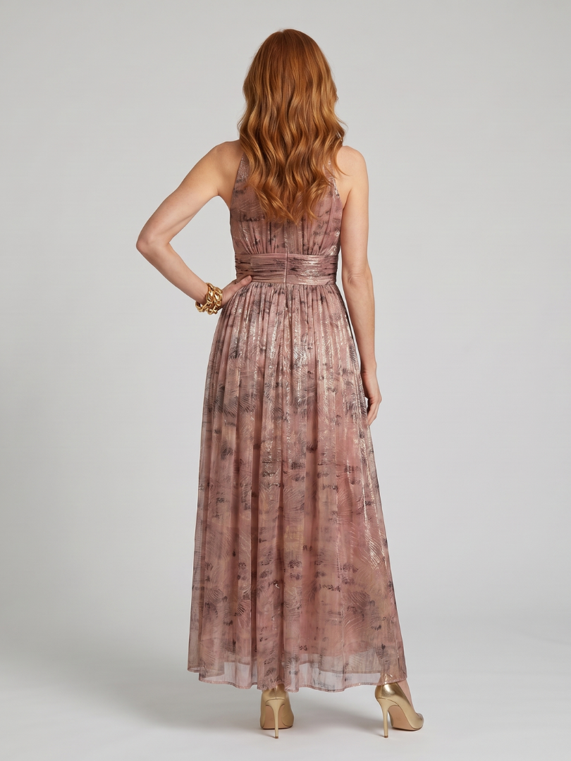 Beatrix | Women's Textured Finish Midi Dress, Sleeveless Summer Dress - Pink