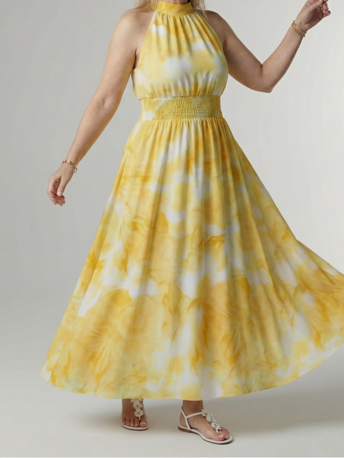 Harlow | Women's Gathered Halter Midi Dress, Summer Dress