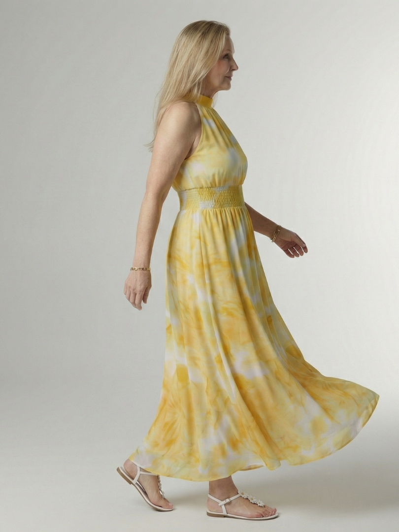 Harlow | Women's Gathered Halter Midi Dress, Summer Dress