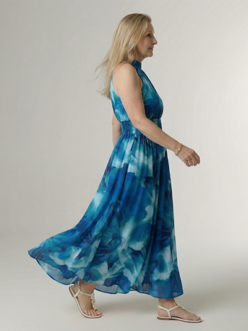Harlow | Women's Gathered Halter Midi Dress, Summer Dress