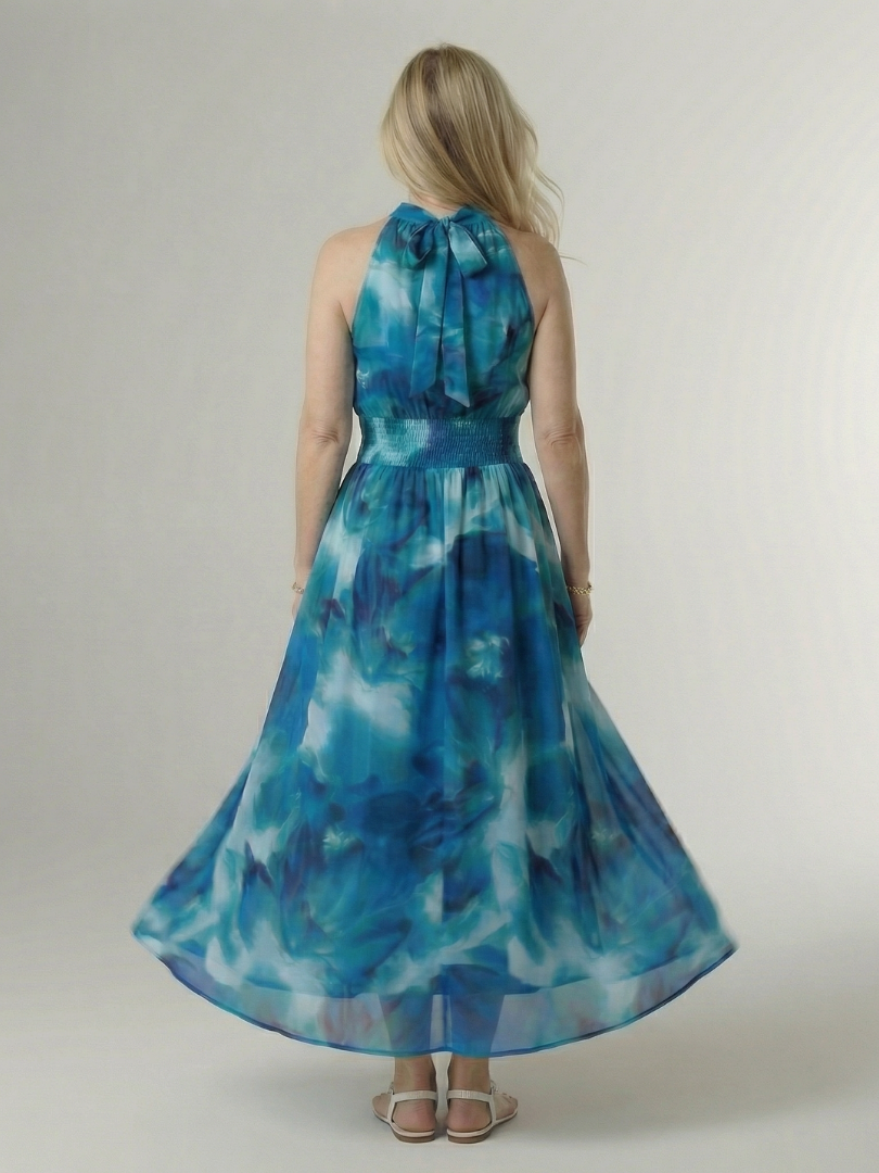 Harlow | Women's Gathered Halter Midi Dress, Summer Dress