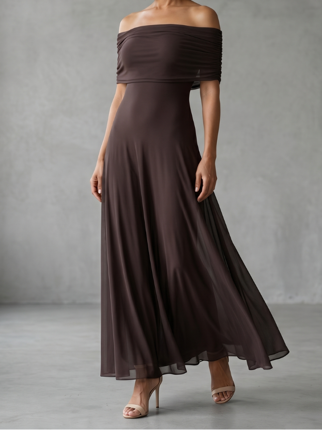 Rosa | Women's Off Shoulder Draped Midi Dress, Summer Dress
