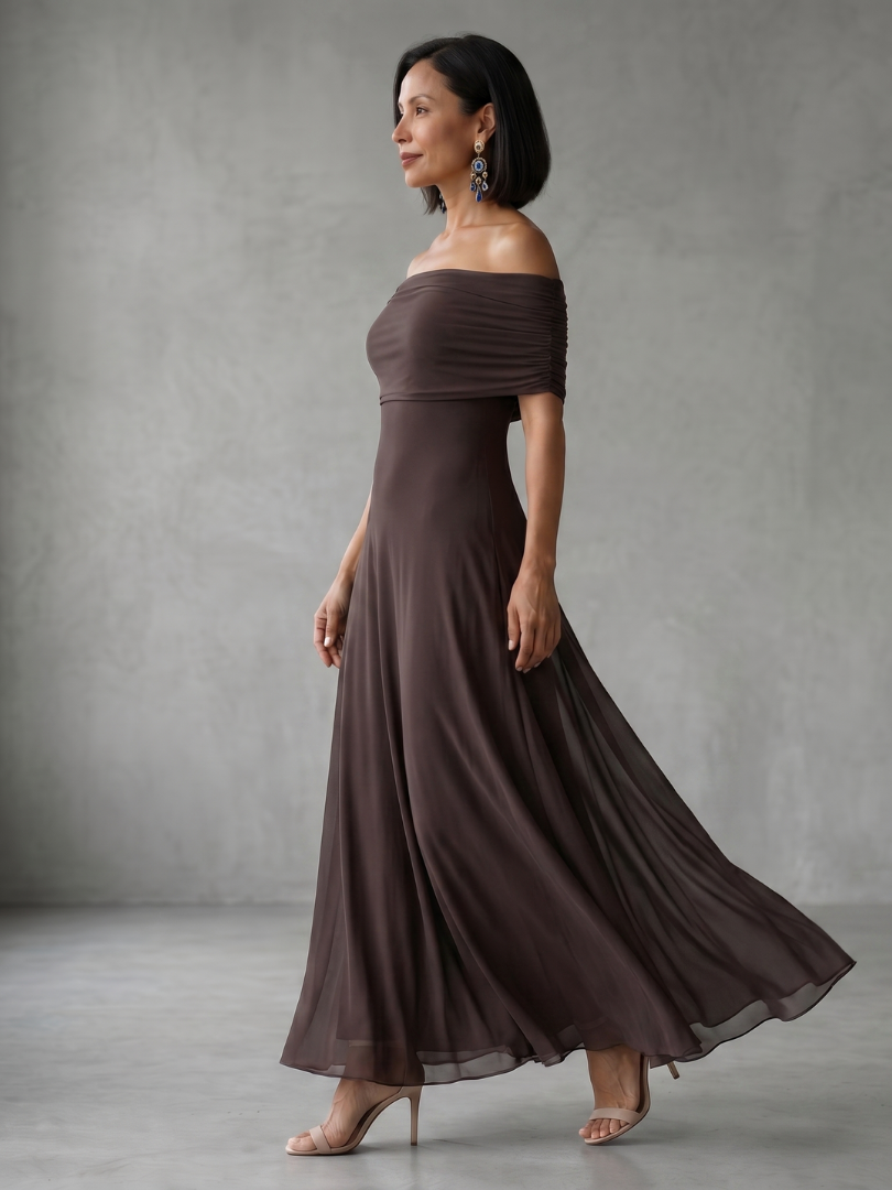 Rosa | Women's Off Shoulder Draped Midi Dress, Summer Dress