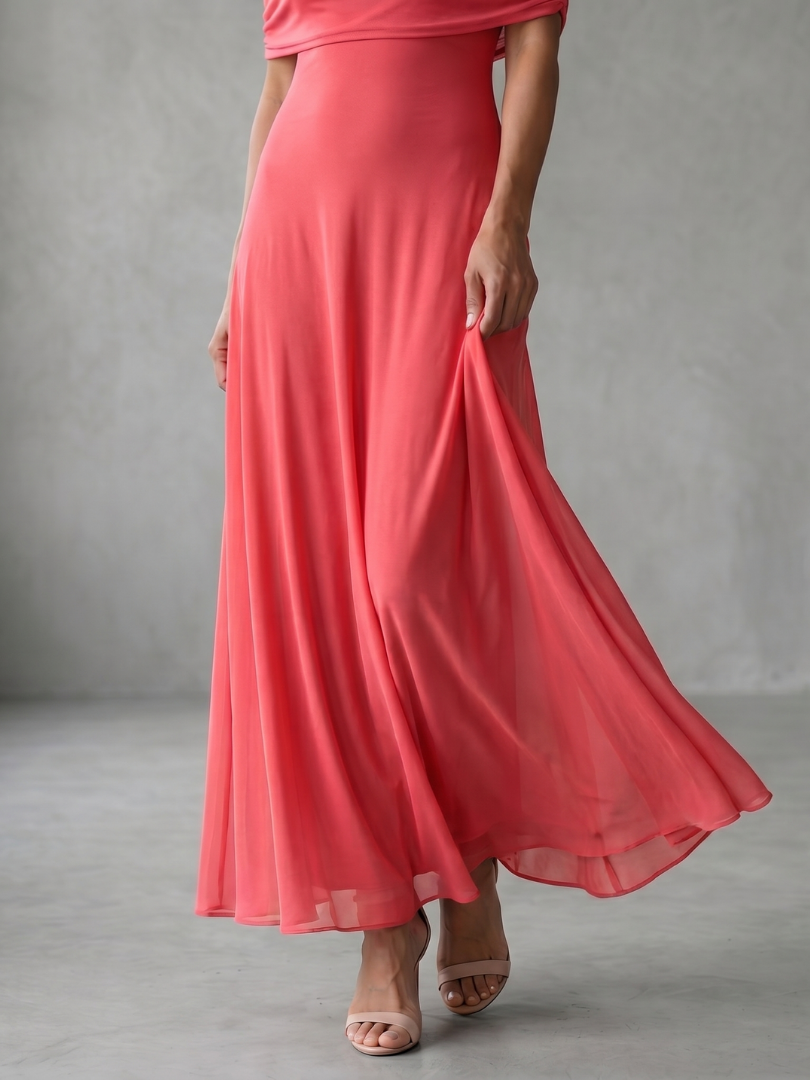 Rosa | Women's Off Shoulder Draped Midi Dress, Summer Dress