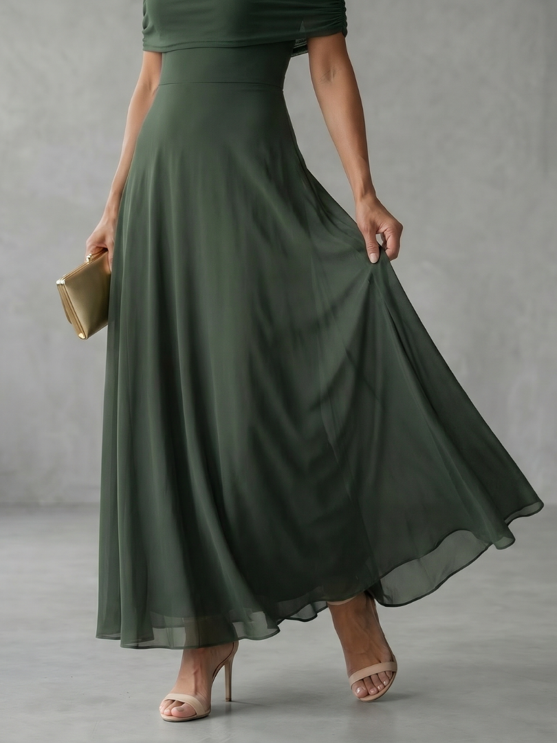 Rosa | Women's Off Shoulder Draped Midi Dress, Summer Dress