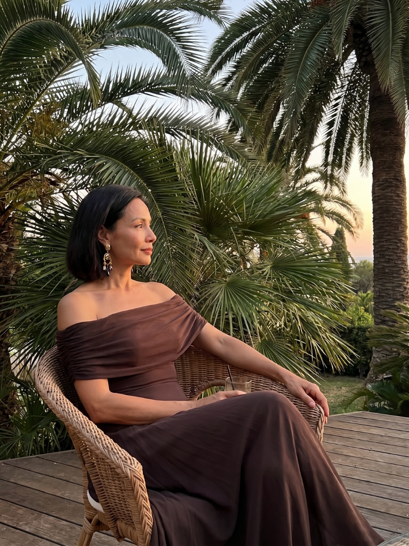Rosa | Women's Off Shoulder Draped Midi Dress, Summer Dress