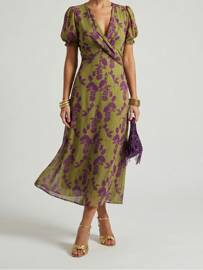 Willow | Women's Relaxed Floral Midi Dress, Summer Dress - Floral