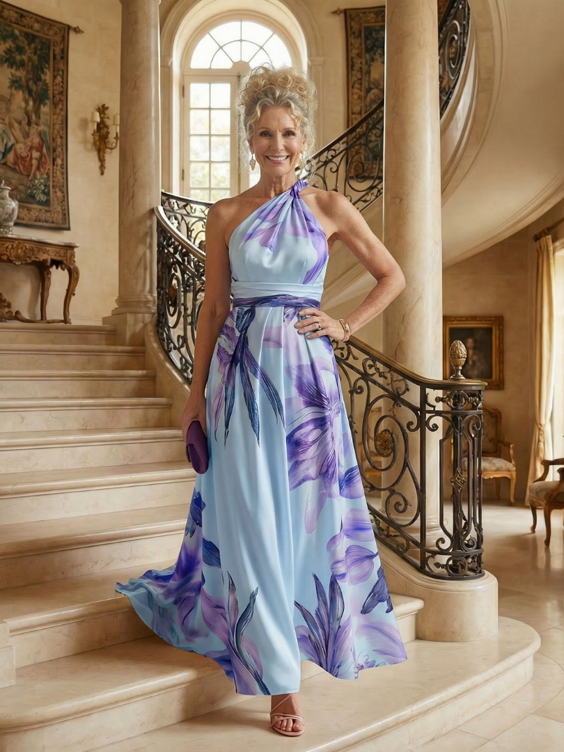 Rosalind | Women's Light Floral Maxi Dress, Flowy Summer Dress