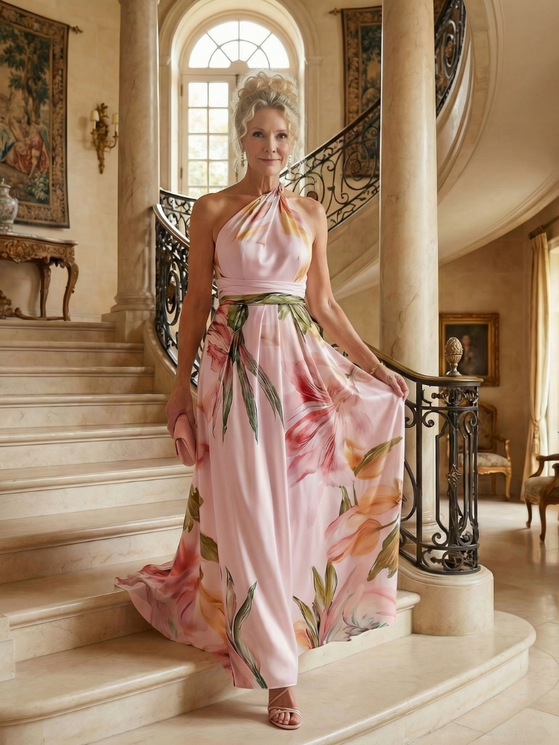Rosalind | Women's Light Floral Maxi Dress, Flowy Summer Dress