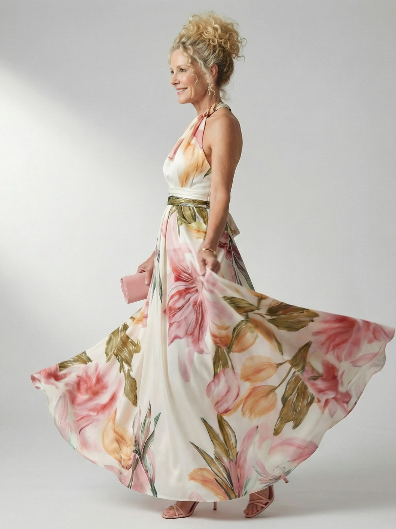 Rosalind | Women's Light Floral Maxi Dress, Flowy Summer Dress