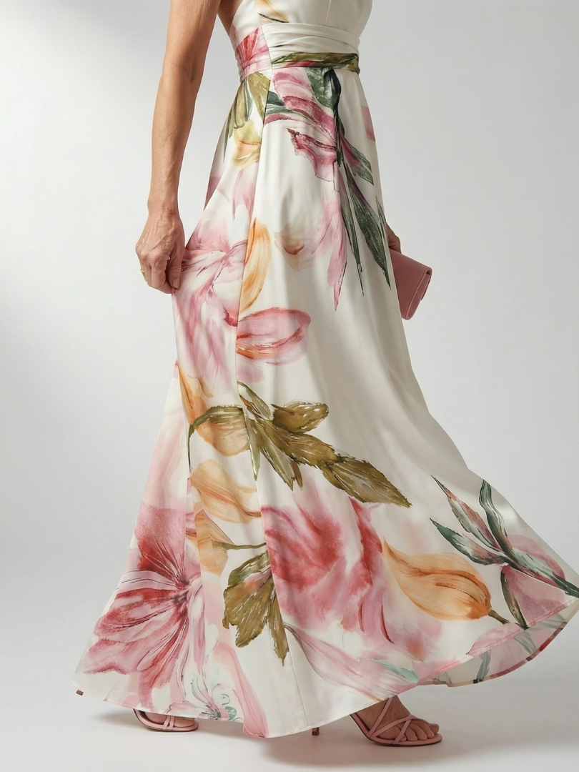 Rosalind | Women's Light Floral Maxi Dress, Flowy Summer Dress
