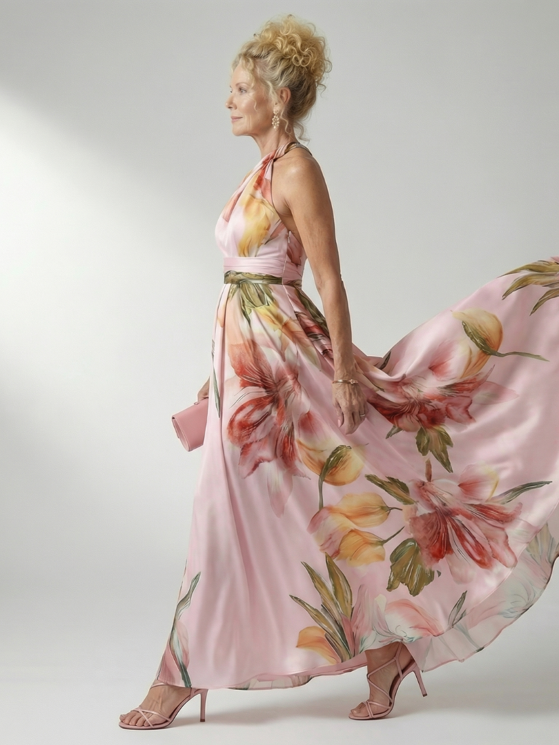 Rosalind | Women's Light Floral Maxi Dress, Flowy Summer Dress