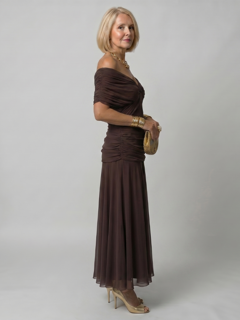 Sabine | Women's Off Shoulder Flow Midi Dress, Summer Dress