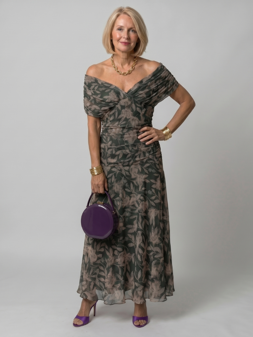 Sabine | Women's Off Shoulder Flow Midi Dress, Summer Dress