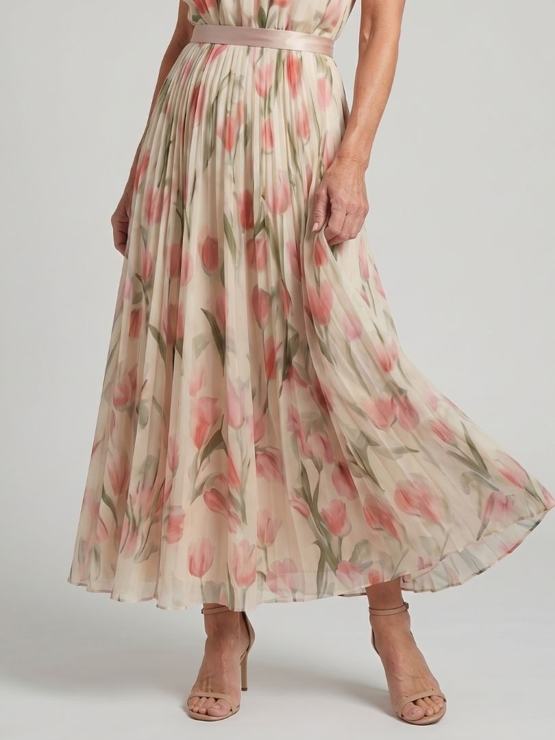 Lena | Women's Halter Neck Midi Dress, Floral Summer Dress - Floral