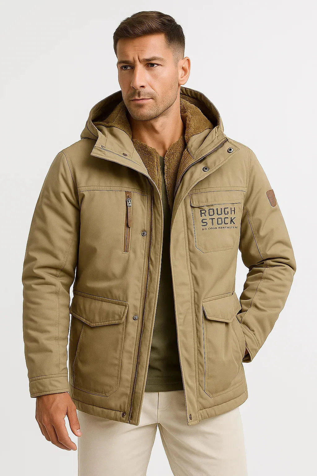 Kasper | Men's Hooded Insulated Puffer Jacket, Army Green Winter