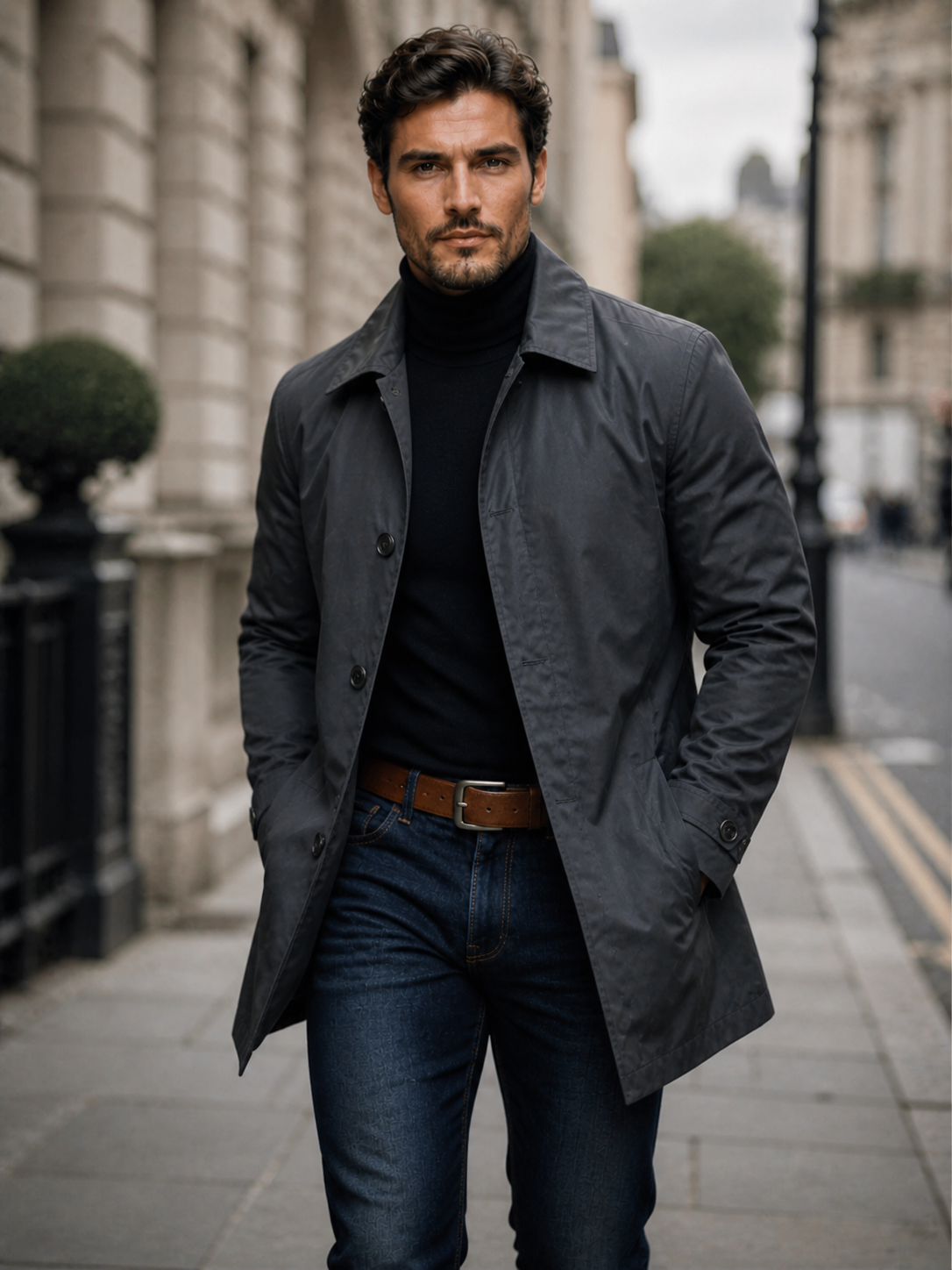 Axel | Men's Tailored Classic Coat, Smart Winter Coat - Grey