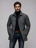 Axel | Men's Tailored Classic Coat, Smart Winter Coat - Grey