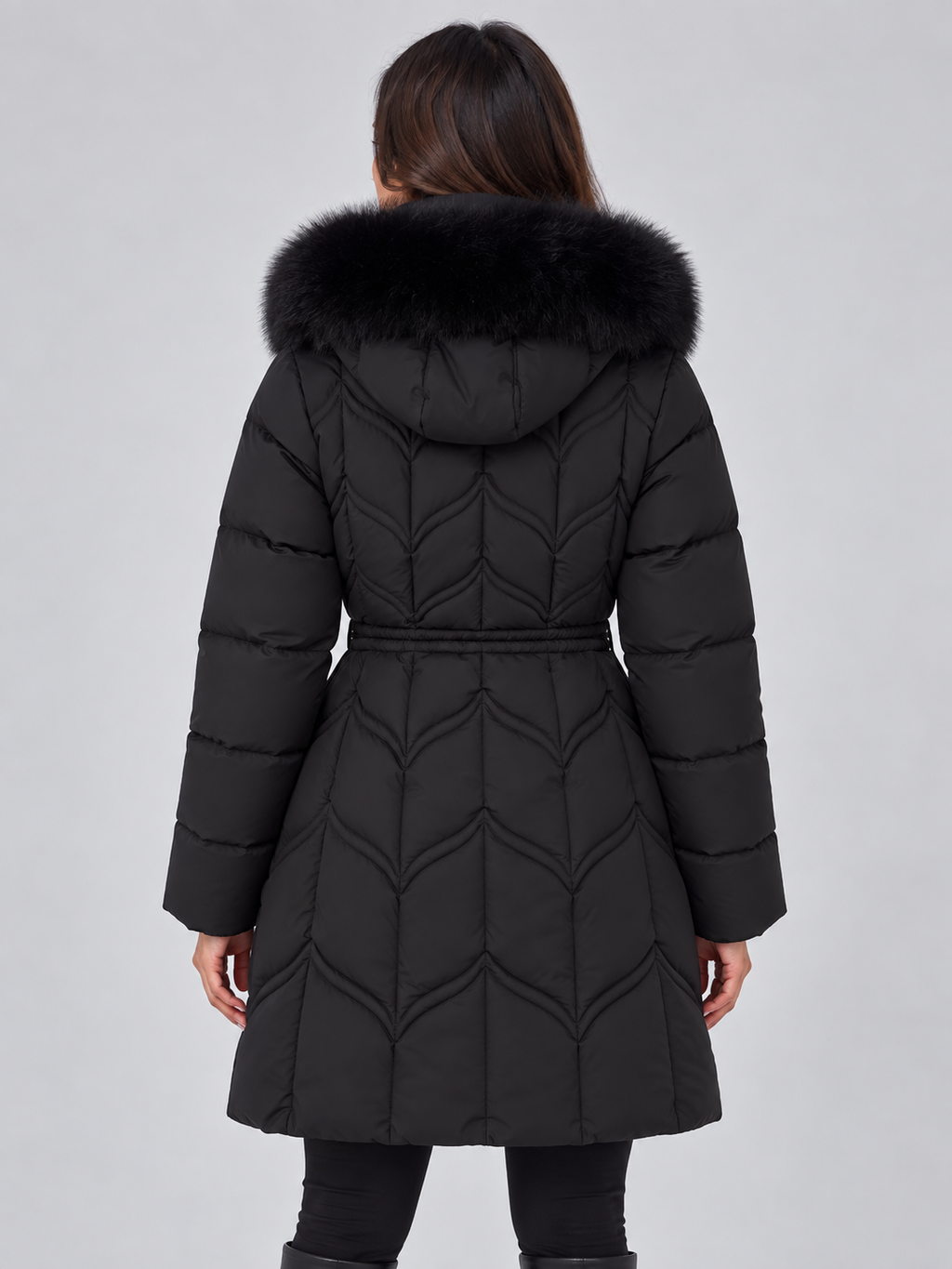 Elodie | Women's Faux Fur Hooded Puffer Coat Quilted Drawstring Winter Parka Jacket
