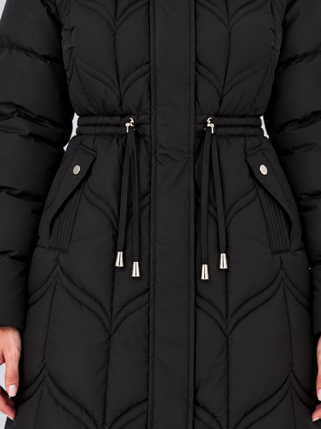 Elodie | Women's Faux Fur Hooded Puffer Coat Quilted Drawstring Winter Parka Jacket