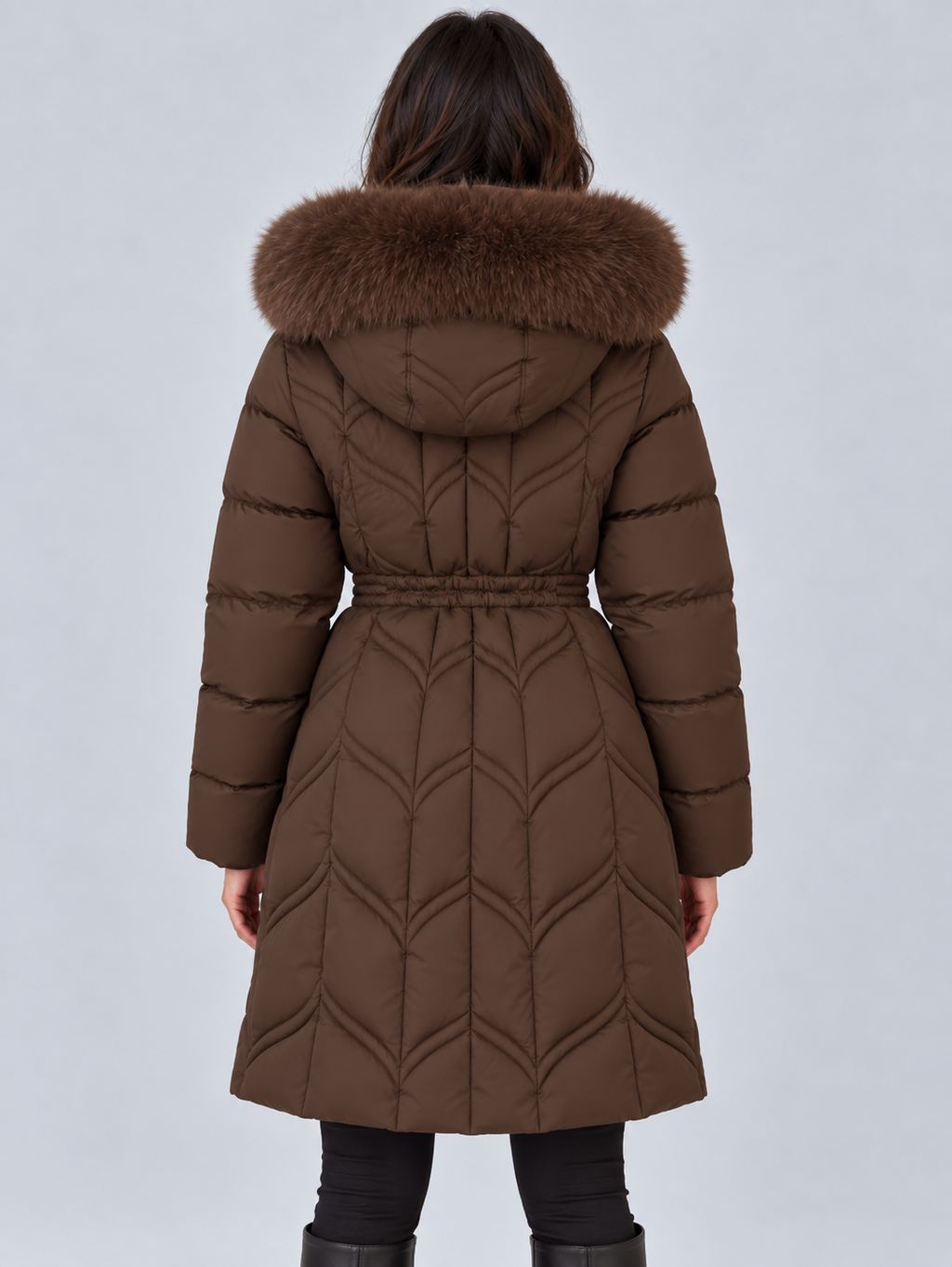 Elodie | Women's Faux Fur Hooded Puffer Coat Quilted Drawstring Winter Parka Jacket