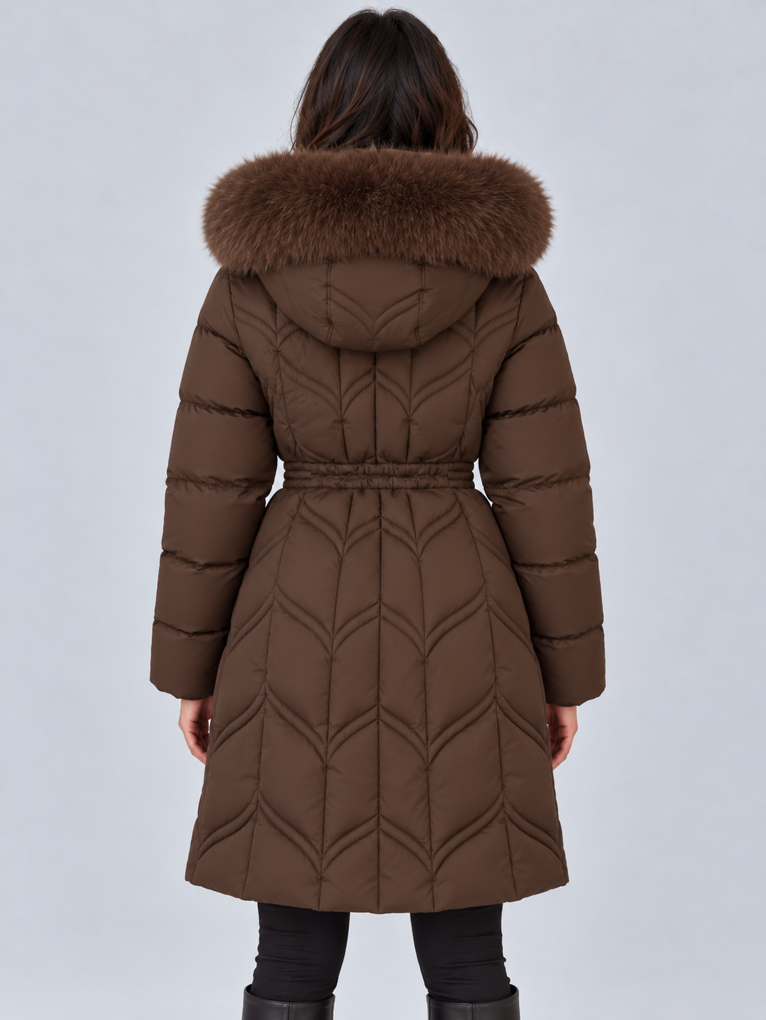 Elodie | Women's Faux Fur Hooded Puffer Coat Quilted Drawstring Winter Parka Jacket