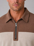 Emerson | Men's Quarter Zip Jumper Ribbed Elbow Patches Smart Casual Autumn Winter