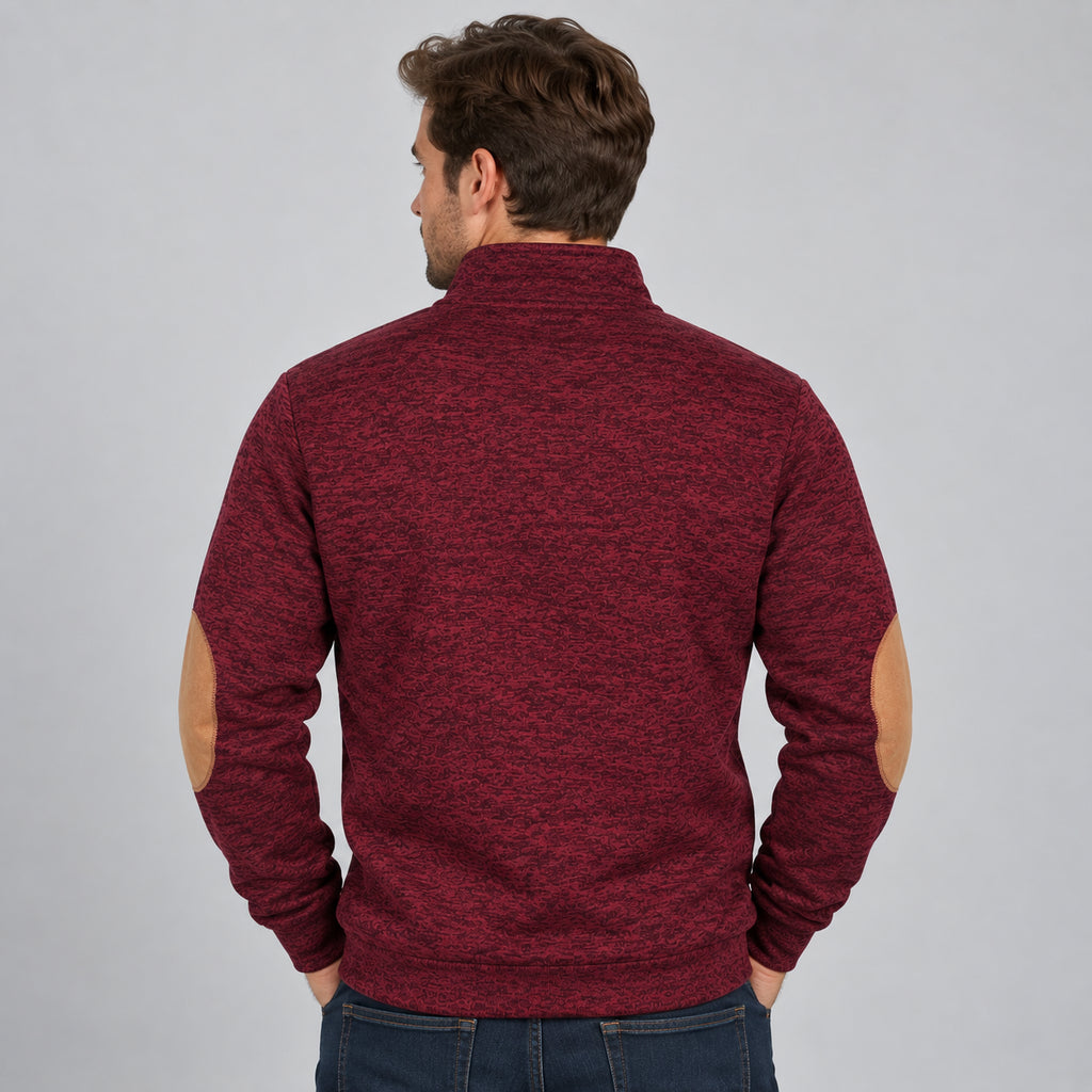 Everett | Men's Quarter Button Stand Collar Jumper Elbow Patches Autumn Winter