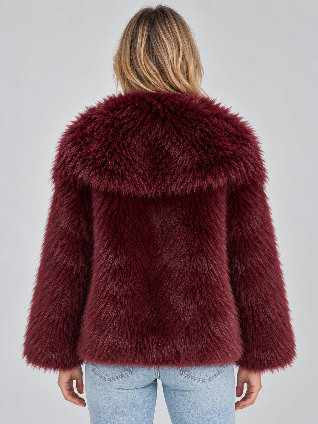 Faye | Women's Plush Faux Fur Jacket Oversized Collar Relaxed Statement Winter