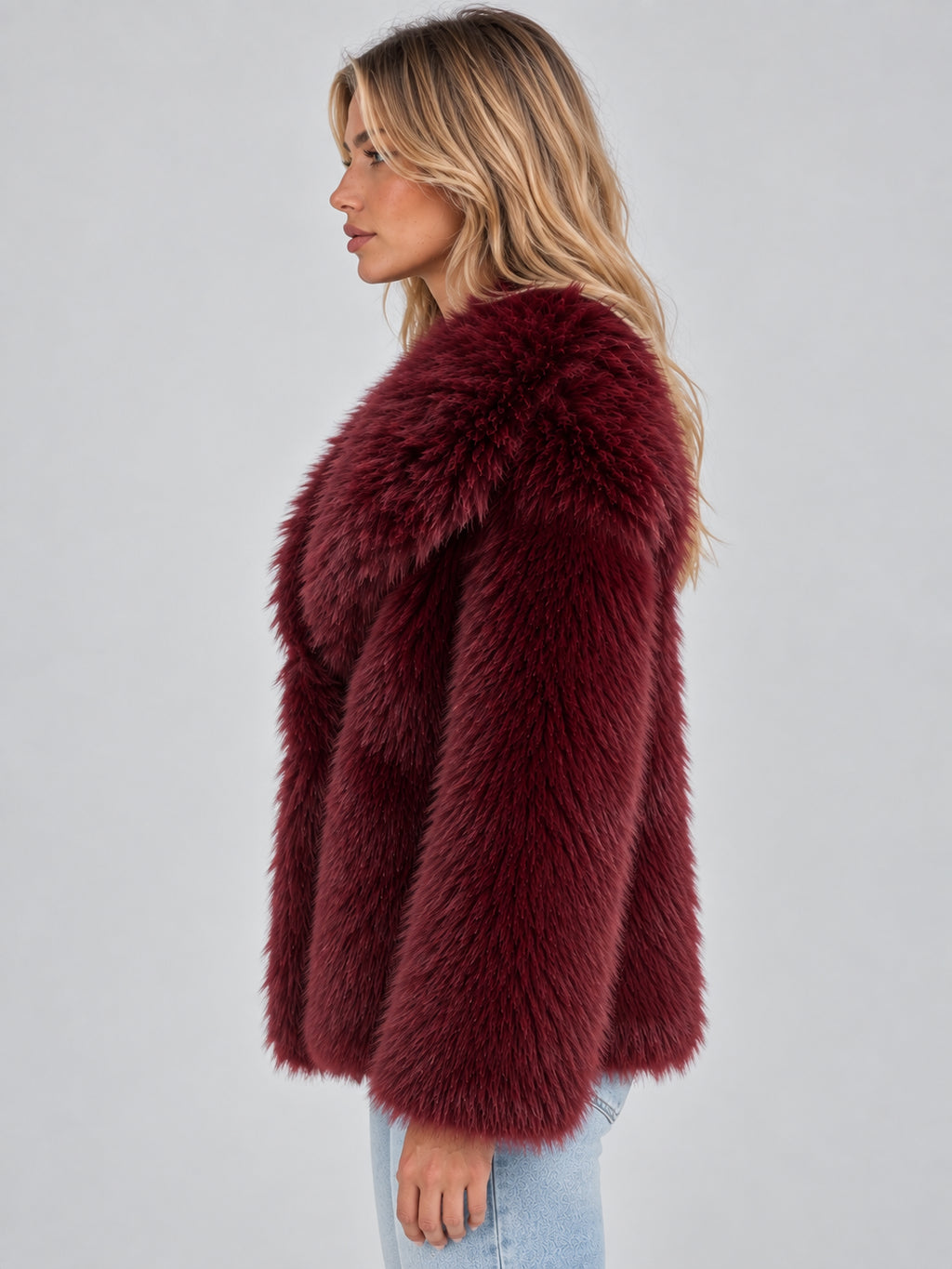 Faye | Women's Plush Faux Fur Jacket Oversized Collar Relaxed Statement Winter