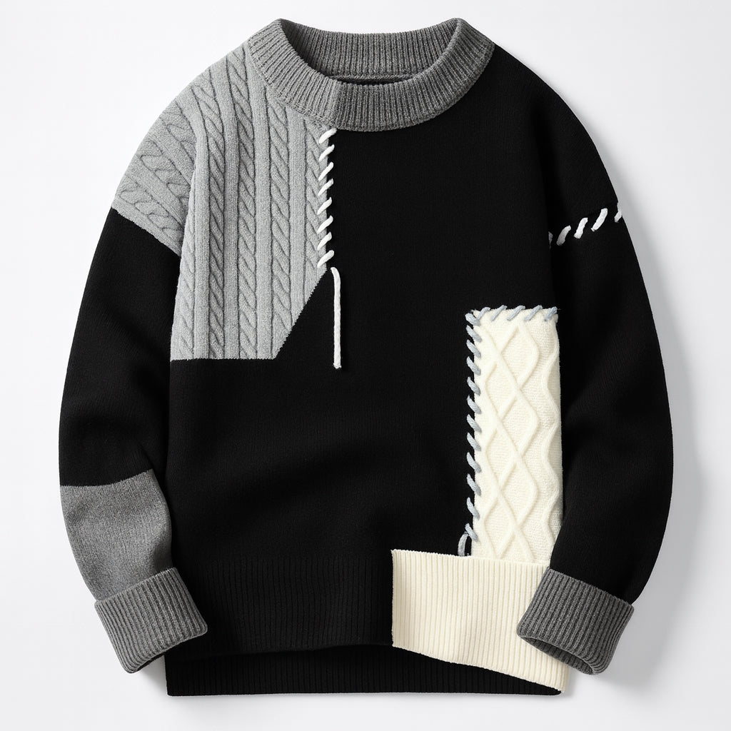 Felix | Men's Knit Sweater Patchwork Multicolour Layering Casual