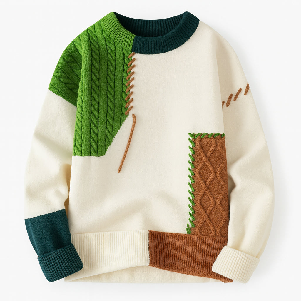 Felix | Men's Knit Sweater Patchwork Multicolour Layering Casual