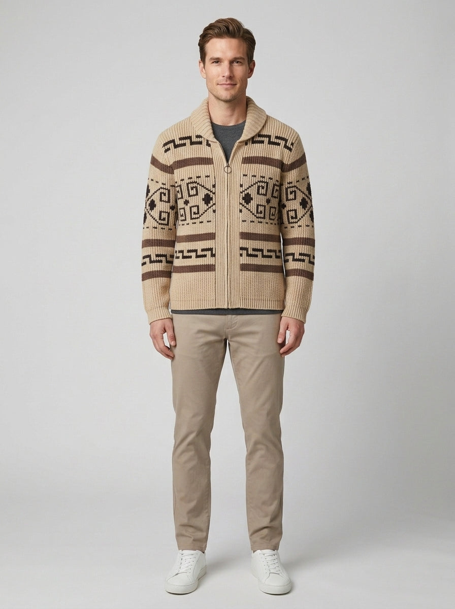 Ramsey | Men's Shawl Collar Cardigan, Cashmere Button-Up Winter Knit - Front [Lystr 6a8612a8346c7d0de359f73c:front]