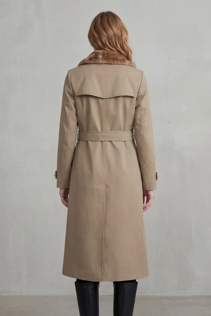 Carlotta | Women's Double Breasted Faux Fur Trim Winter Coat