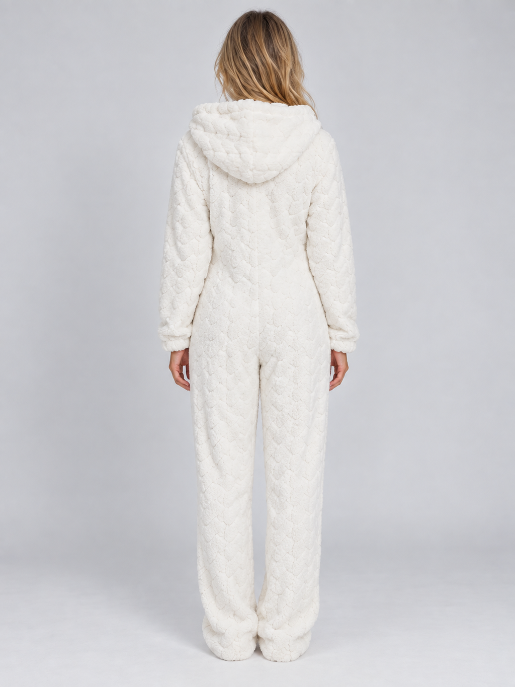 Fiora | Women's Hooded Teddy Fleece Jumpsuit Full Zip Fluffy Lounge Onesie