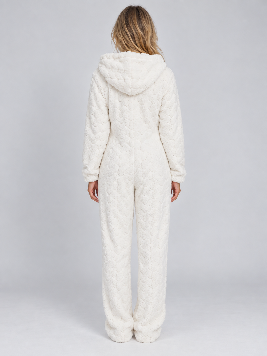 Fiora | Women's Hooded Teddy Fleece Jumpsuit Full Zip Fluffy Lounge Onesie