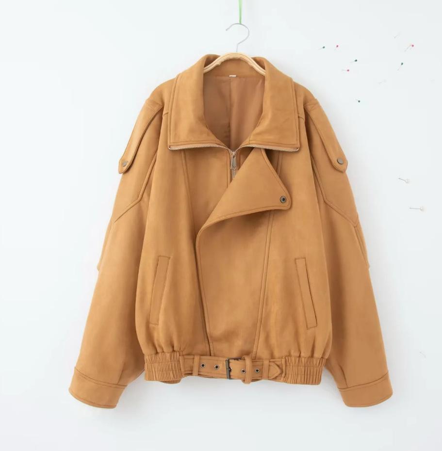 Fabienne | Women's Suede Belted Jacket, Oversized Winter Jacket