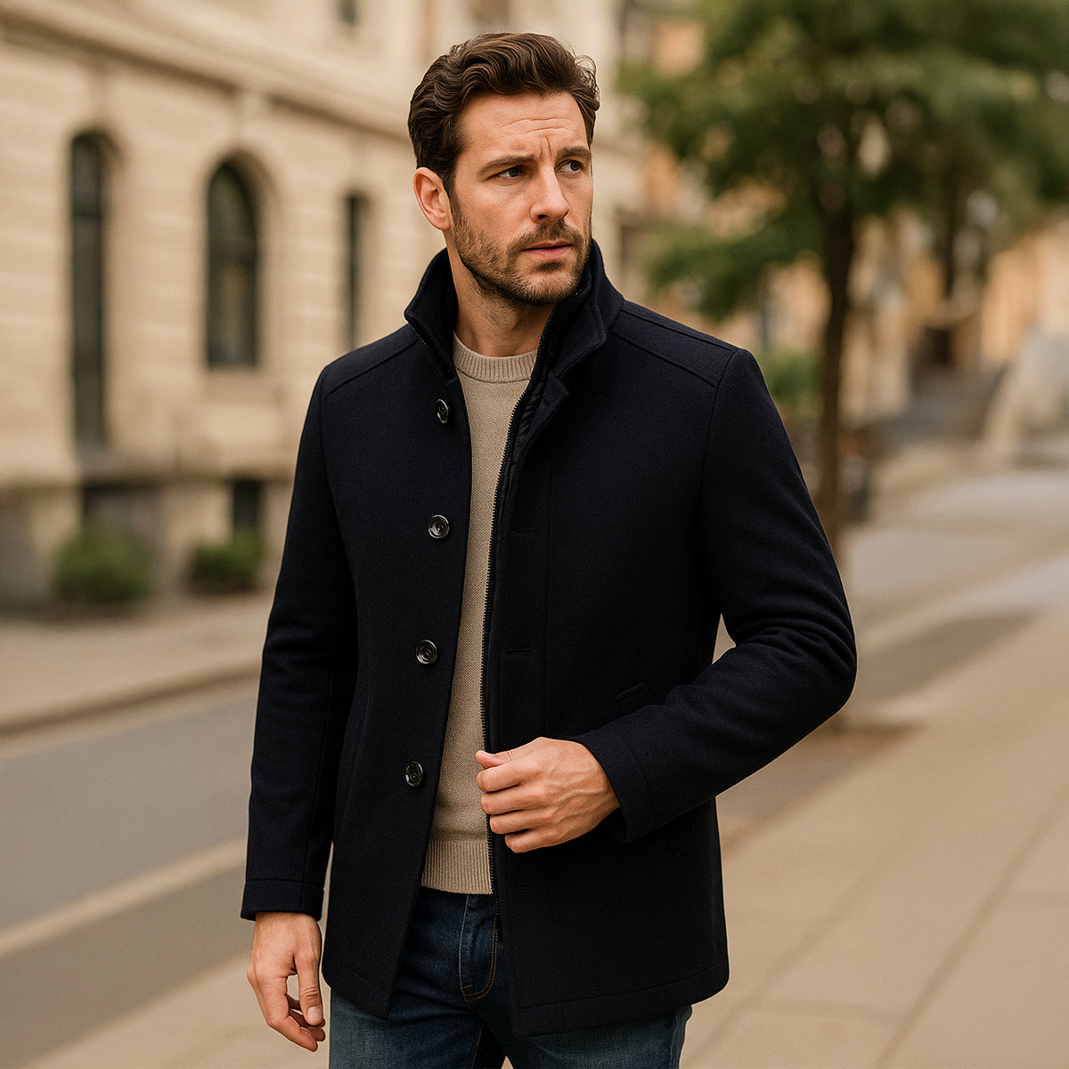 Broadway | Men's Trench Coat, Wool Blend Classic Winter Coat