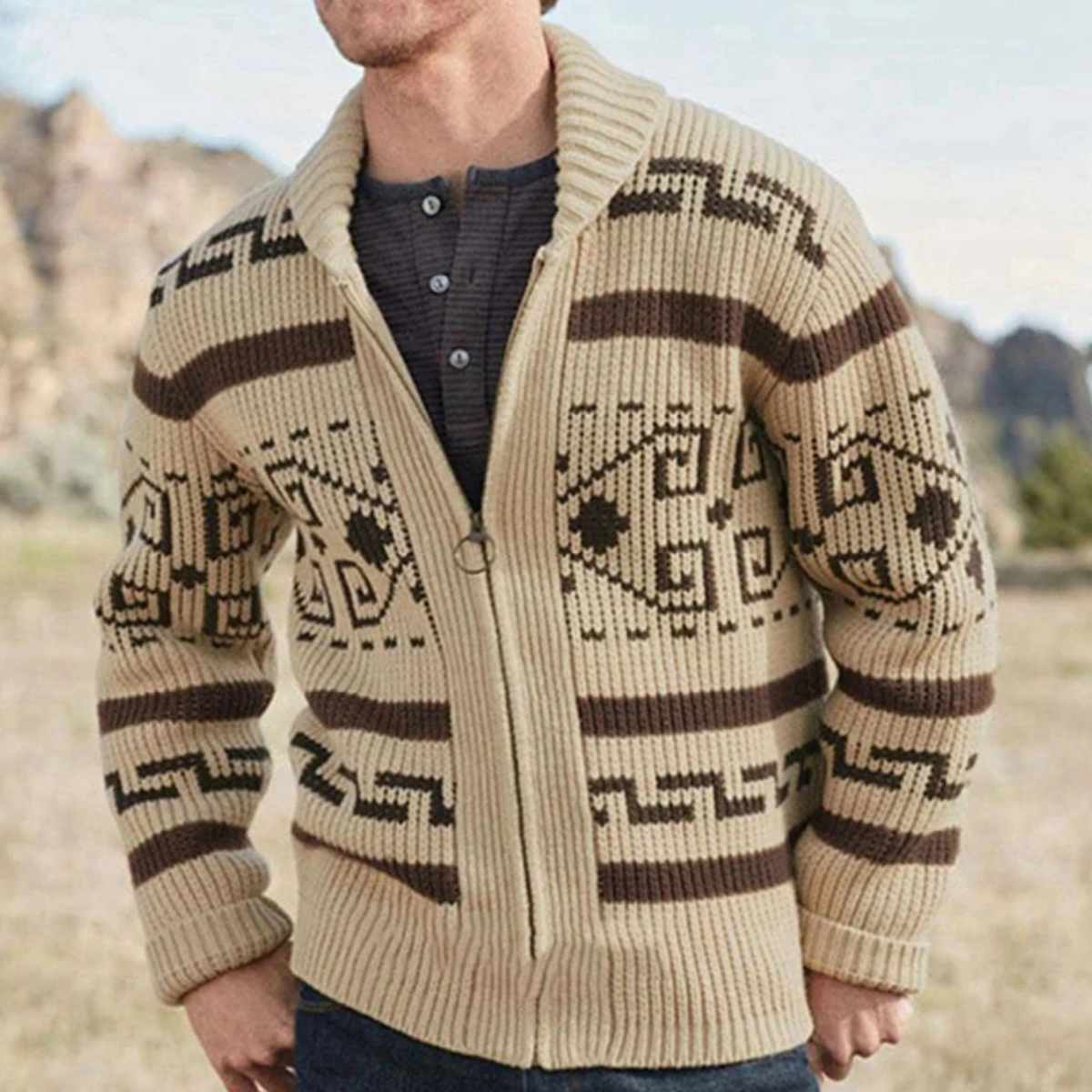Ramsey | Men's Shawl Collar Cardigan, Cashmere Button-Up Winter Knit